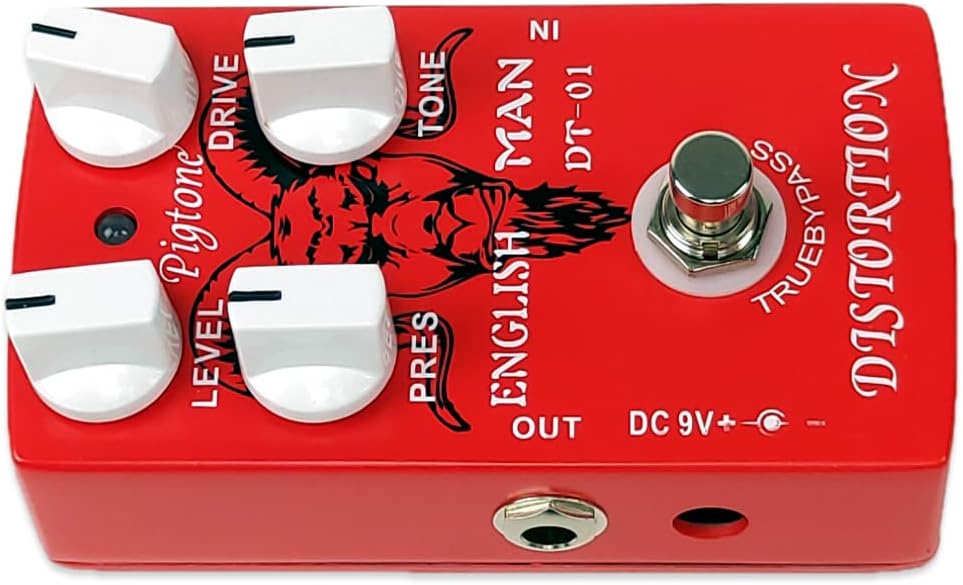 Distortion Guitar Effect Pedal,Classic Analog for Electric Guitar True Bypass Red PP-24
