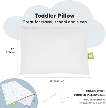 Toddler Pillow with Pillowcase - 13x18 My Little Dreamy Kids Travel Bed Pillows for Sleeping, Organic Cotton Small Pillowcase, Soft & Breathable, Machine Washable, Toddlers 2-5 years old (ABC Land)