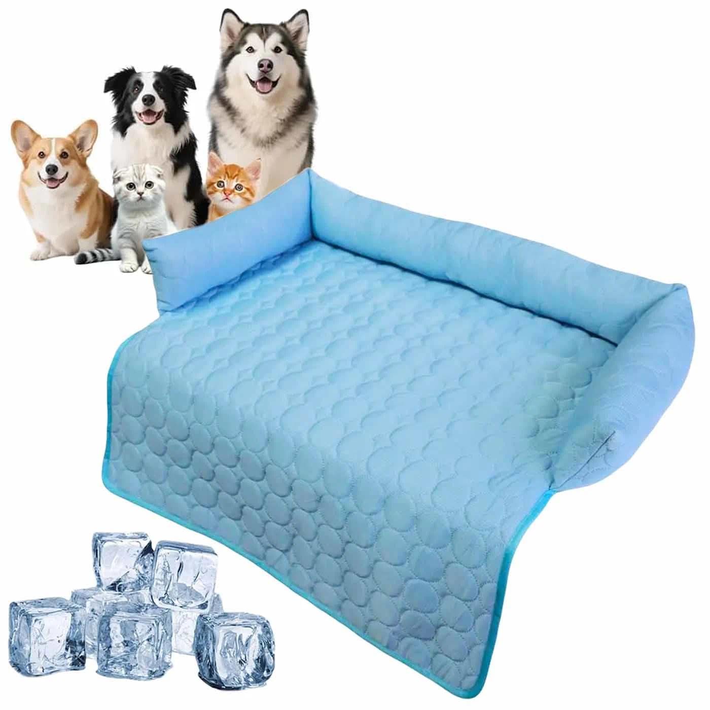 Heatrelief Cooling Dog Bed,Cooling Bed,Cool Dog Beds for Car,Self Cool Dogs Sofa Mat With Ice Silk Fabric,Summer Foldable Large Cool Beds,for Small Medium Large Cat Dogs(Blue,90×90cm)
