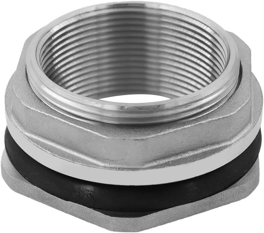 2" Bulkhead Water Tank Connector - SUS304 Stainless Steel Thru-Bulk Fitting, Pipe Adapter for Rain Barrels, Aquariums, Tubs, Pools, Spigot