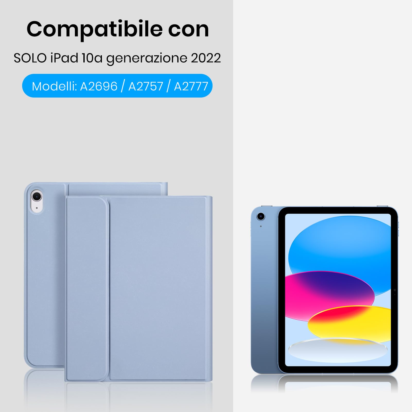 Custodia Con Tastiera Bluetooth Italiana Per IPad 10ª E 11ª Gen (2022/2025) – Blu Scuro