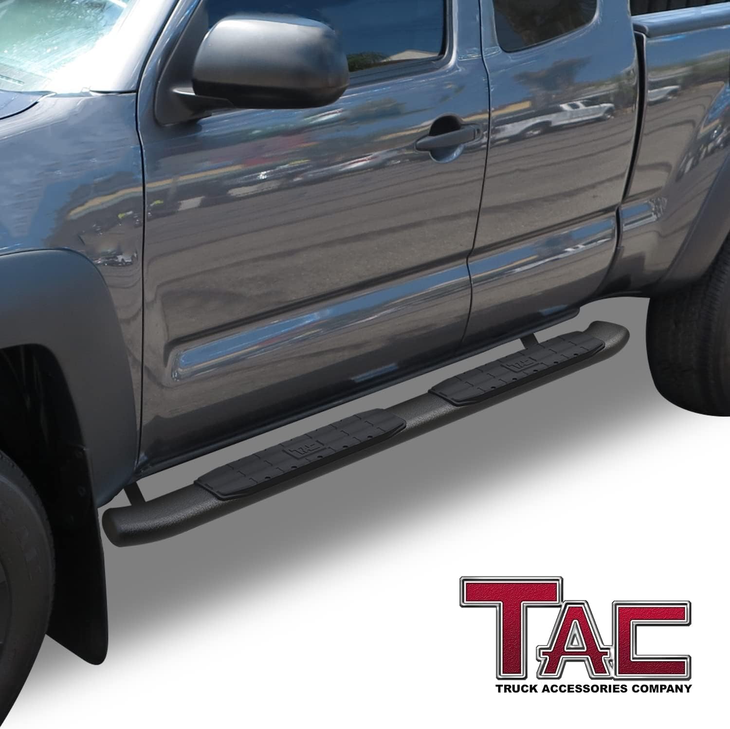 TAC Side Steps Running Board Compatible with 2005-2023 Toyota Tacoma Access Cab Truck Pickup 4.25" Oval Bend Black PNC Side Steps Nerf Bars