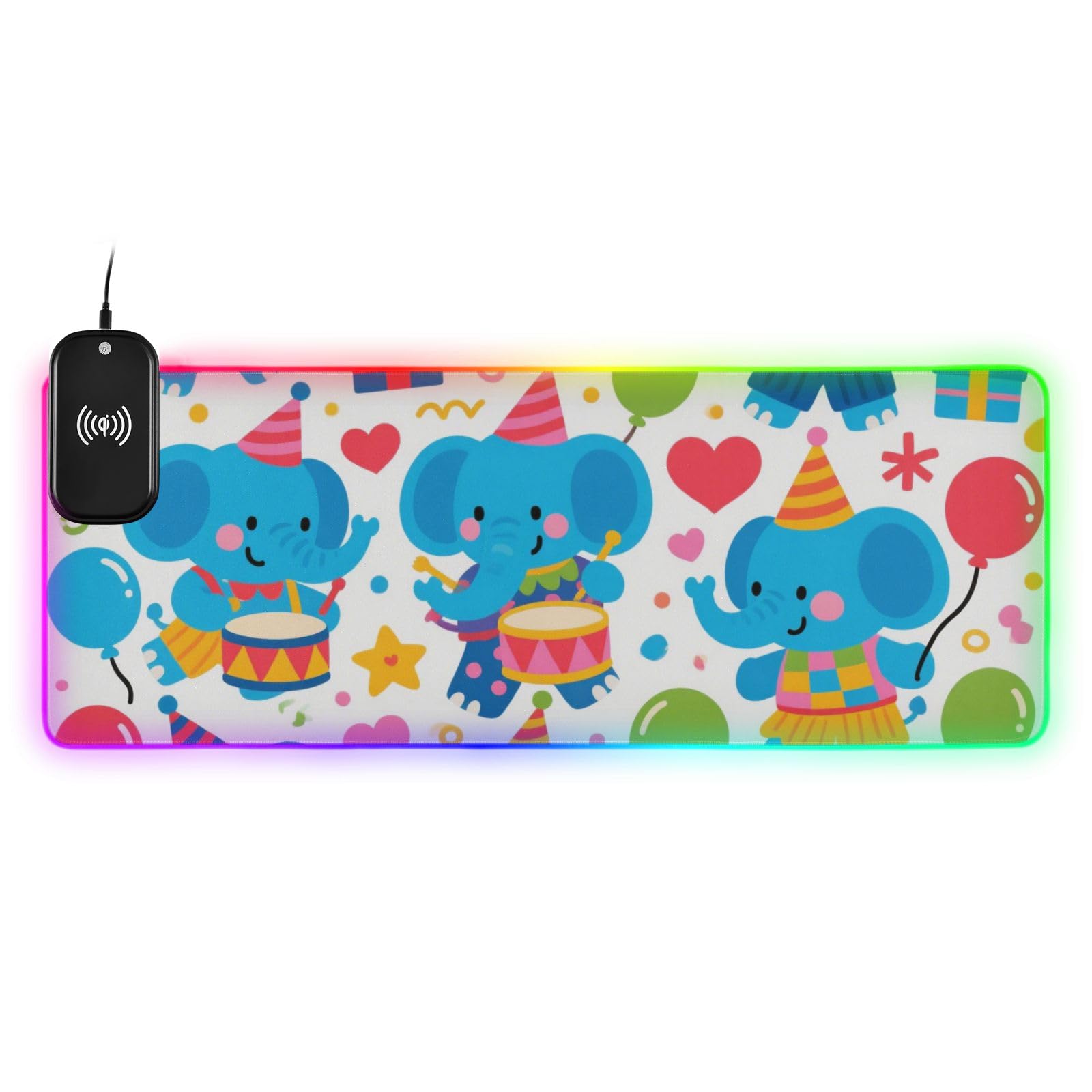 Tapis de souris éléphant bleu 90x40 cm grand format