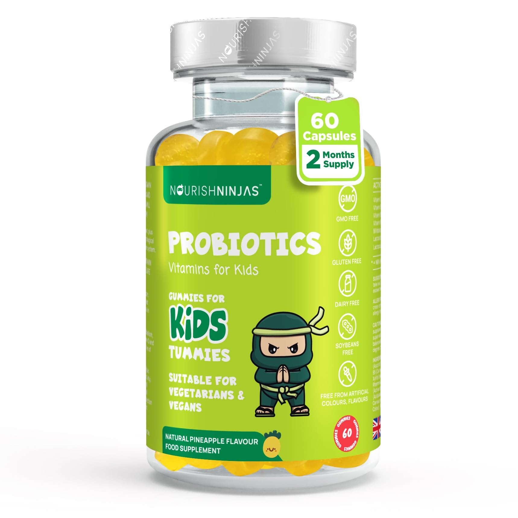 Kids Probiotic Multivitamin Chewable Gummies, Made with a Special Bio-Culture Blend, Plus Added Vitamins C, B3, B5, and B6, No Artificial Colours, Flavours and Preservatives. Age 3+