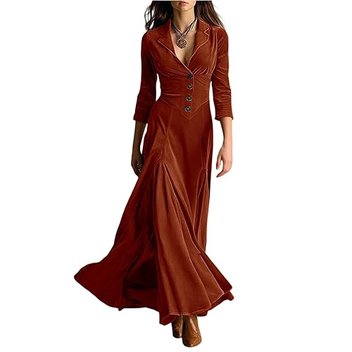 Women's Western Cowgirl Suede Dress Vintage Long Sleeve Slim Fit