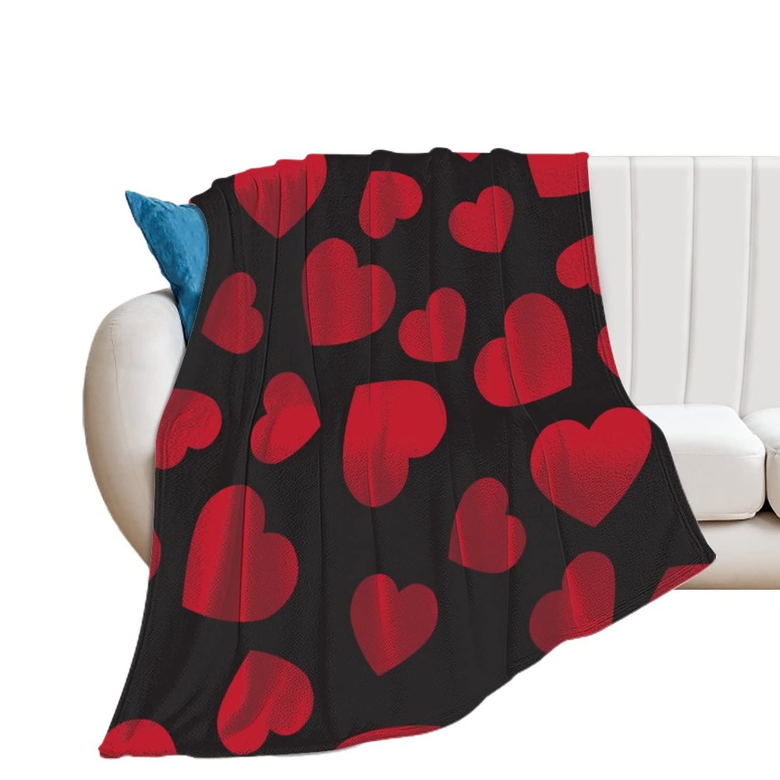 Couverture polaire amour rouge en flanelle premium haute densité pour lit