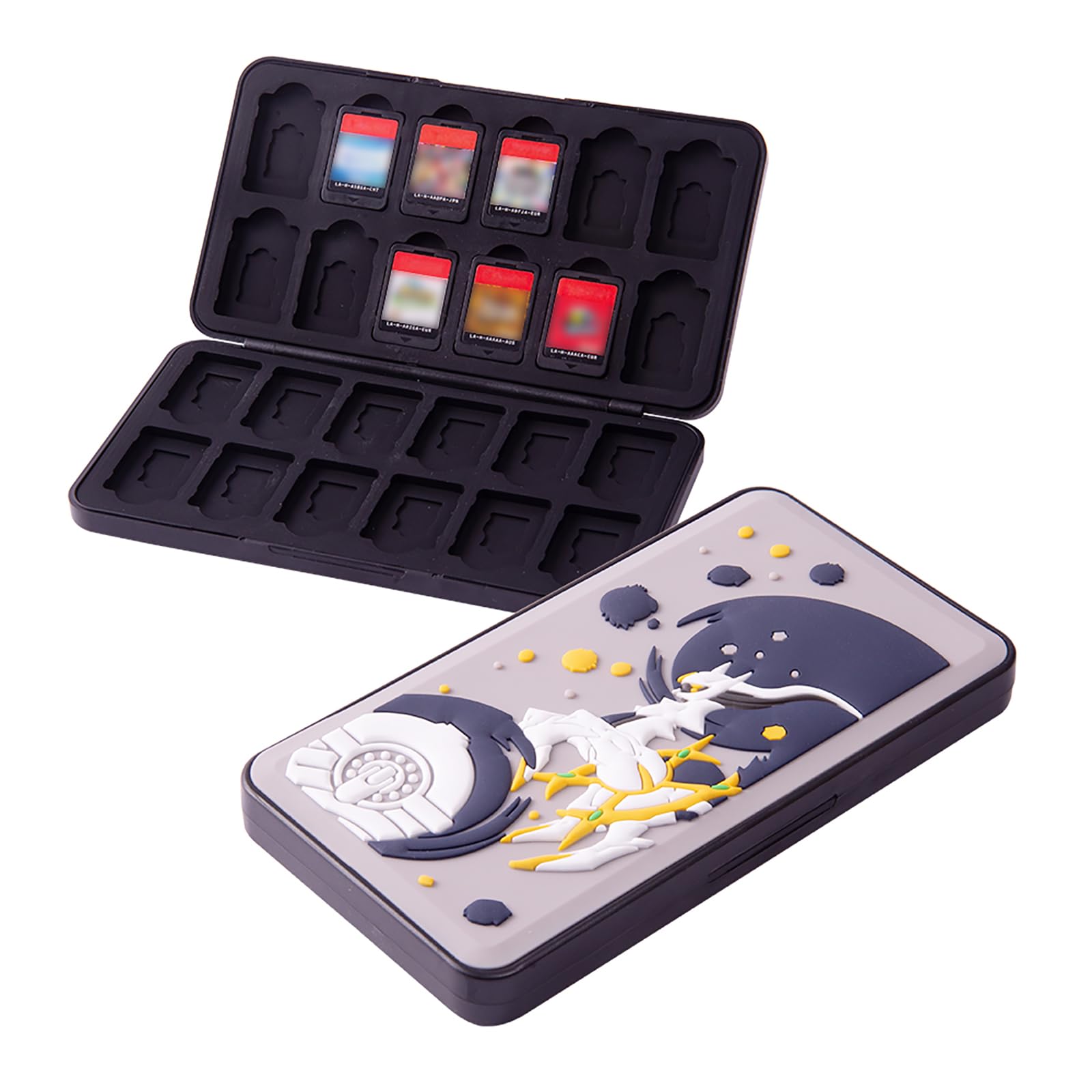 PERFECTSIGHT Cute Game Card Case for Nintendo Switch/Switch Lite/OLED, 24 Game Holder Cartridge Case for Game Cards and 24 SD Cards, Kawaii Portable Compact Storage Box (Grey Arceus, 24 Slots)