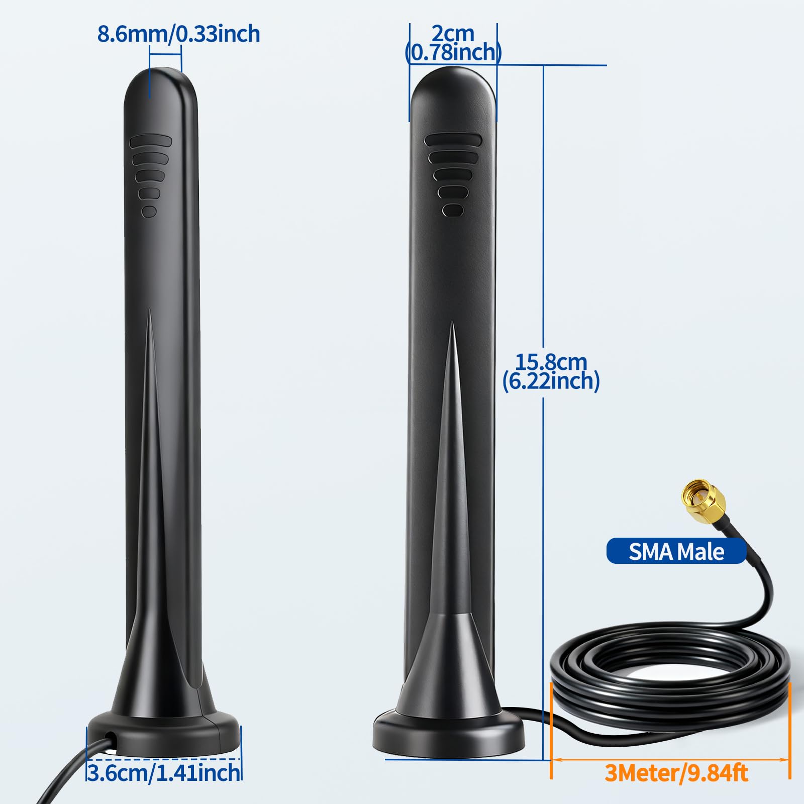 Bingfu Antenna 5G 4G LTE Esterna Tutte le Bande 3dBi SMA TS9 Maschio Base Magnetica Cavo 3M per Router, Hotspot, Modem, Fototrappola, Dispositivi IoT, Casa Intelligente & Uso Veicolo, 2pcs