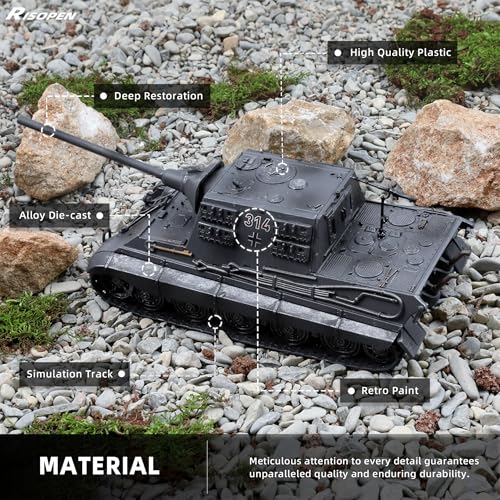 Risopen 1/72 Scale Military Tank Model Finished Alloy Metal Die cast with Plastic Tank Model World War 2 Army Vehicl Tank Mini 1945 Tiger Model Gift Collection Ideal for Adult Men (Berlin 1945) - Image 3