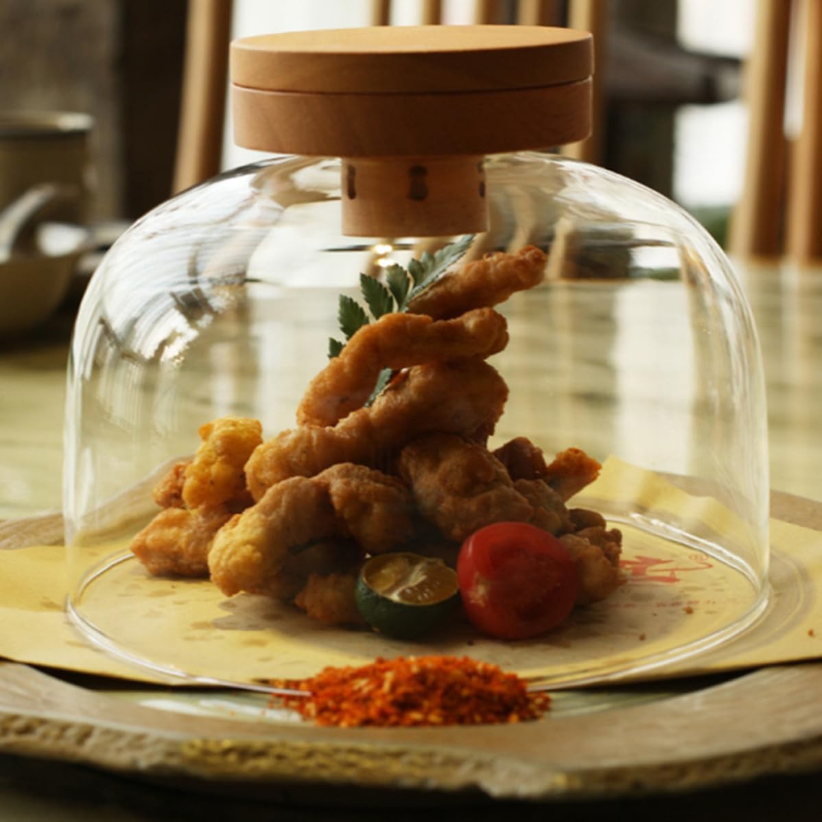 GALPADA Smoking Cloche Dome Cover Glass for Food and Meat, Glass Dome with Smoke Infuser to Add Smoky Flavor and Protects Food, for Cocktail and Whiskey Serving