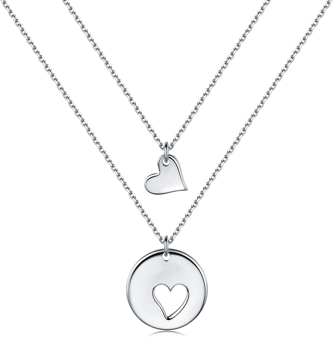 Mother Daughter Jewelry Sets for Two, Cutout Heart Necklaces, 2 Sterling Silver Necklaces - Image 2