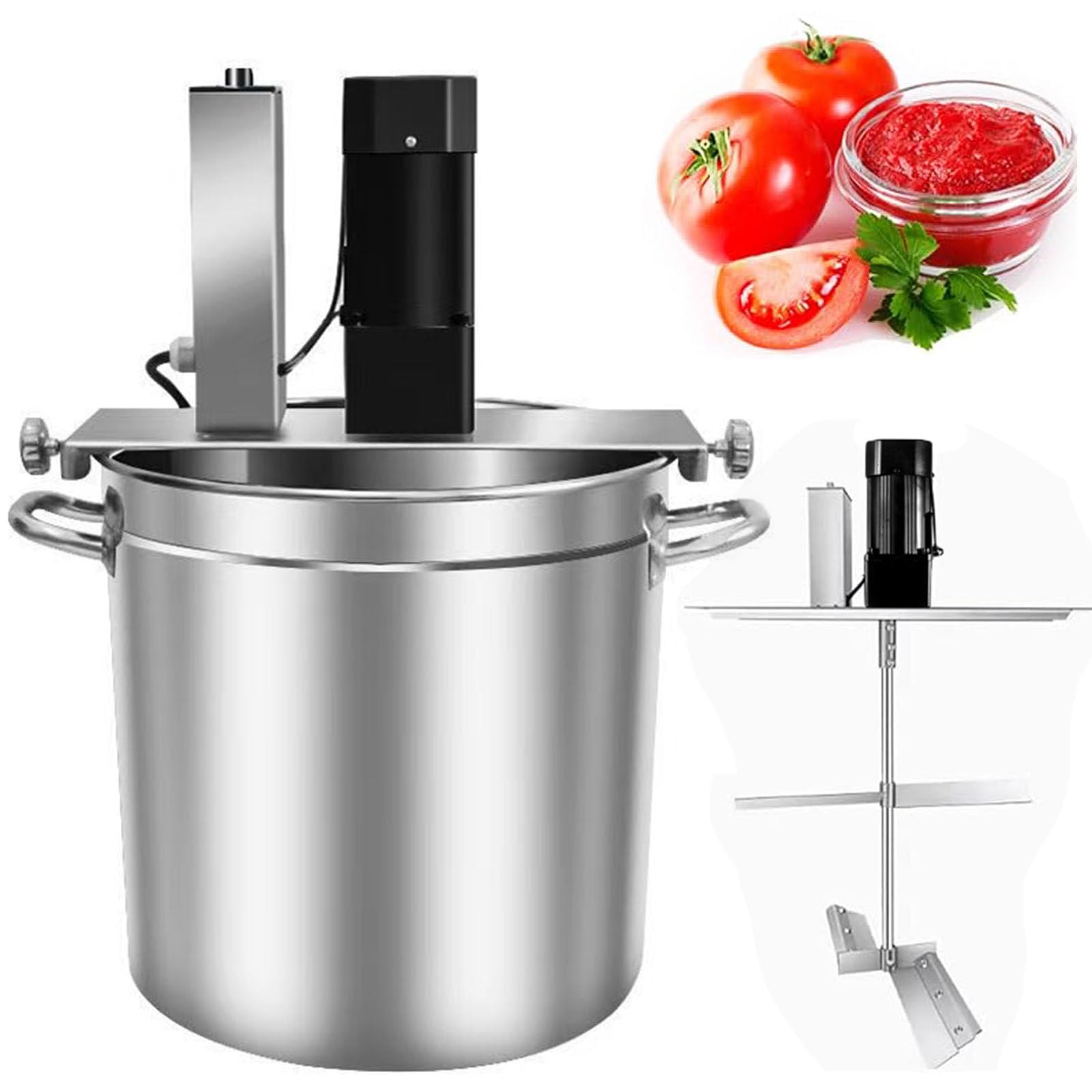 Automatic Food Mixer, Stainless Steel Commercial Heating Mixer, Hot Pot Seasoning Bottom Soup Sauce Stirrer Machine, Adjustable Stirring Speed, with Double-Layer Stirring Scraper