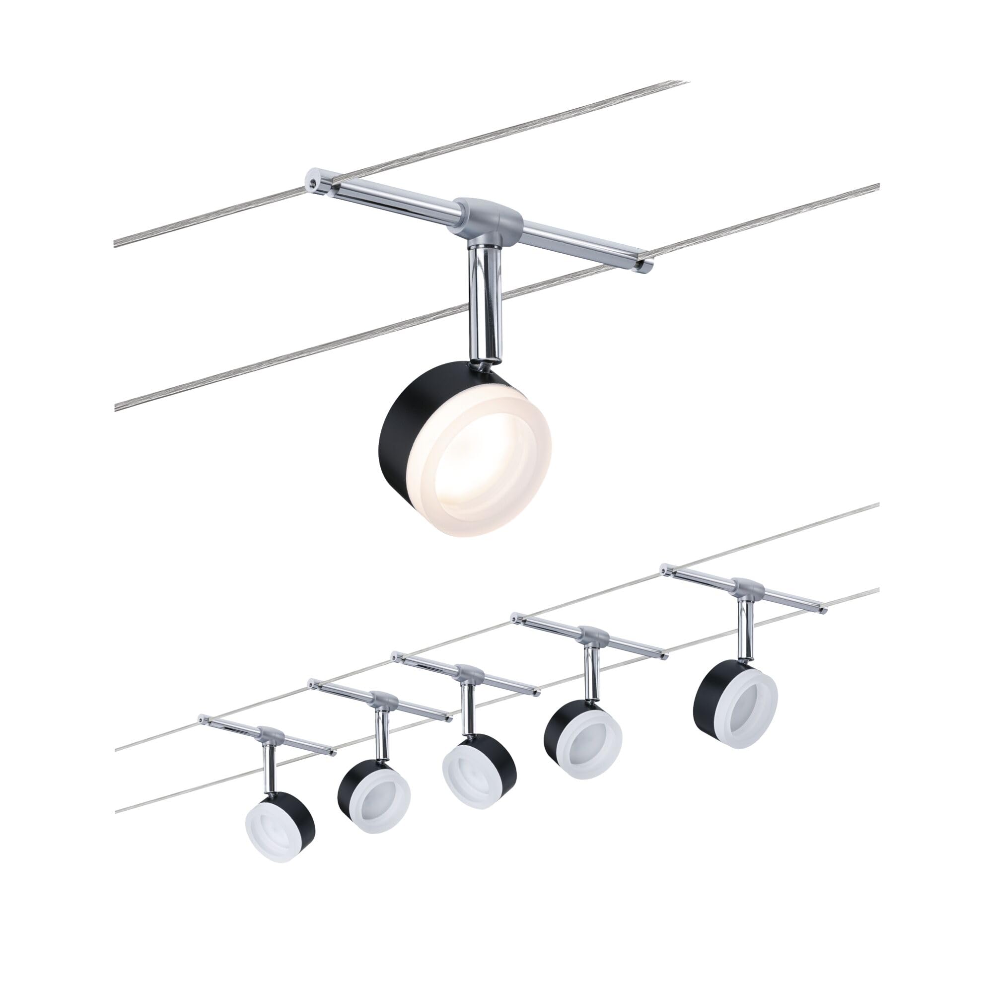 Paulmann 94457 Kit d'éclairage LED ClearLED DC avec 5 x 4 W extensibles Noir en métal chromé 2700 K