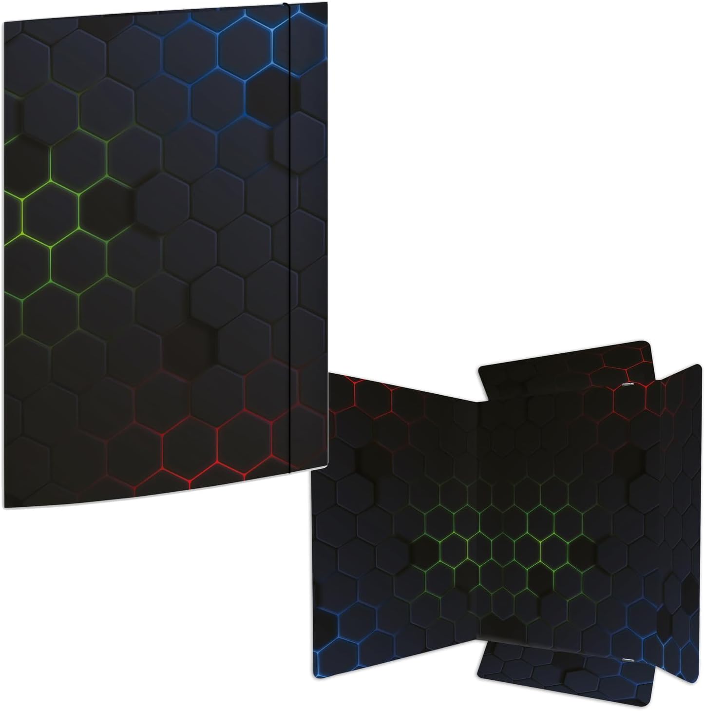 RNK 46332-3 Hexagon Portfolio Folder 240 x 330 mm Pack of 3 DIN A4 with Elastic Closure