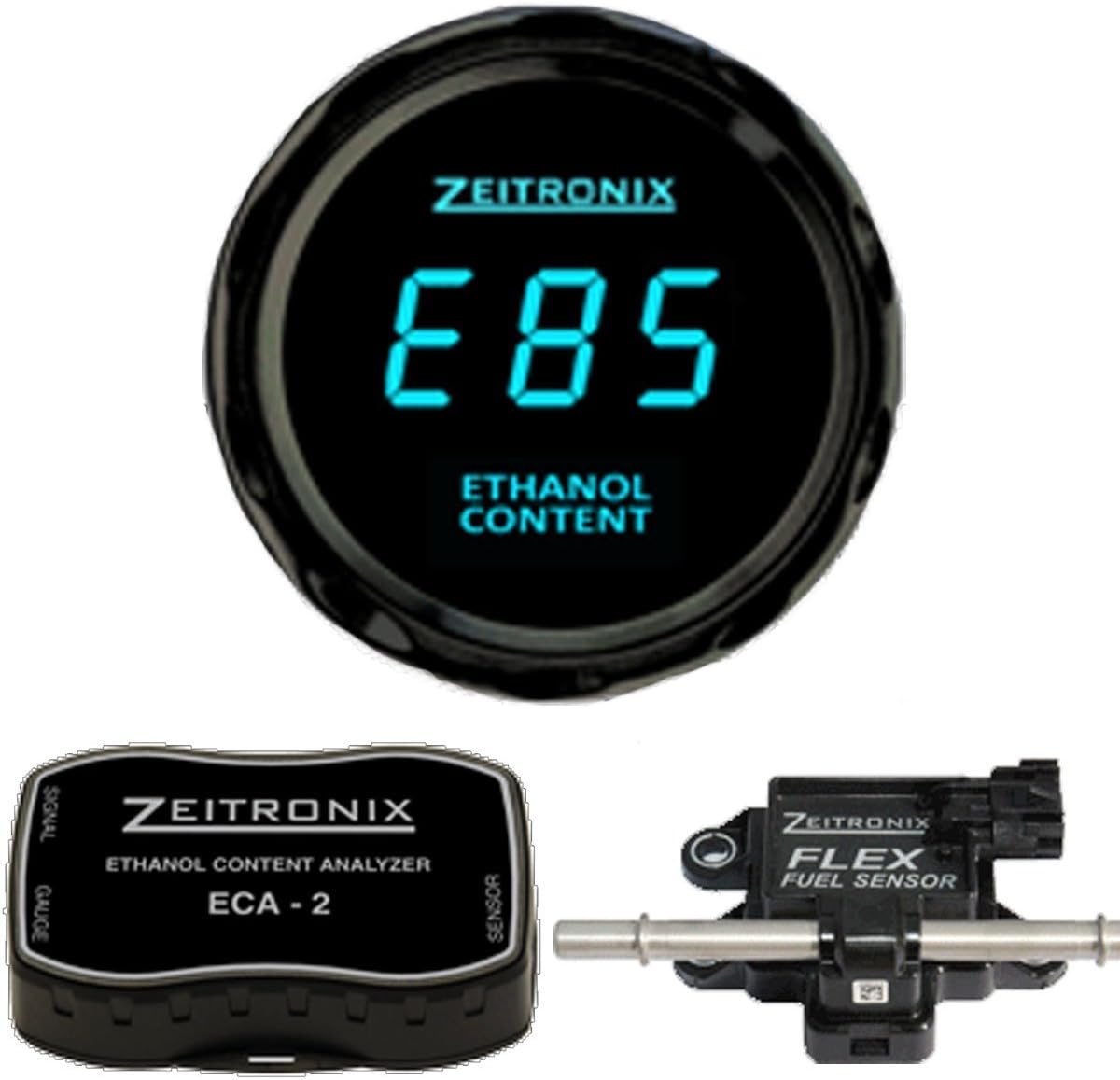 Zeitronix ECA-2 Ethanol E% Content Analyzer Kit with Blue Display Gauge