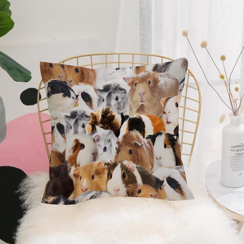 HYMSXW Cushion Cover,Throw Pillow Case Home Decorative for Living Room Bedroom Sofa Chair 20X20 Inch,flock of orange guinea pigs eating food,Pillowcase 50X50cm