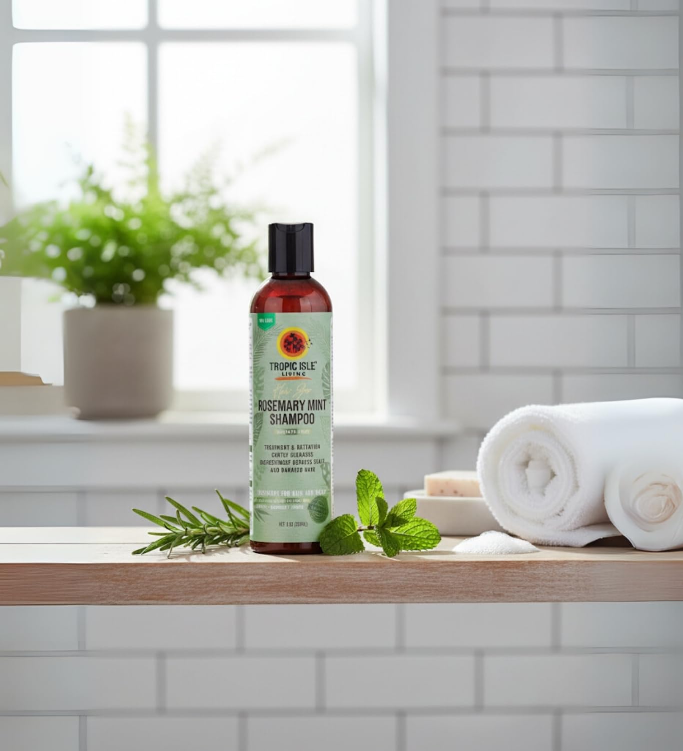 5x Hair Gro Rosemary Mint Shampoo 8oz by Tropical Isle Living – Gently Cleanses, Repairs and Nourishes with Mint, Aloe Vera & Shea Oil for All Hair Types – Gift Set (6 Items)