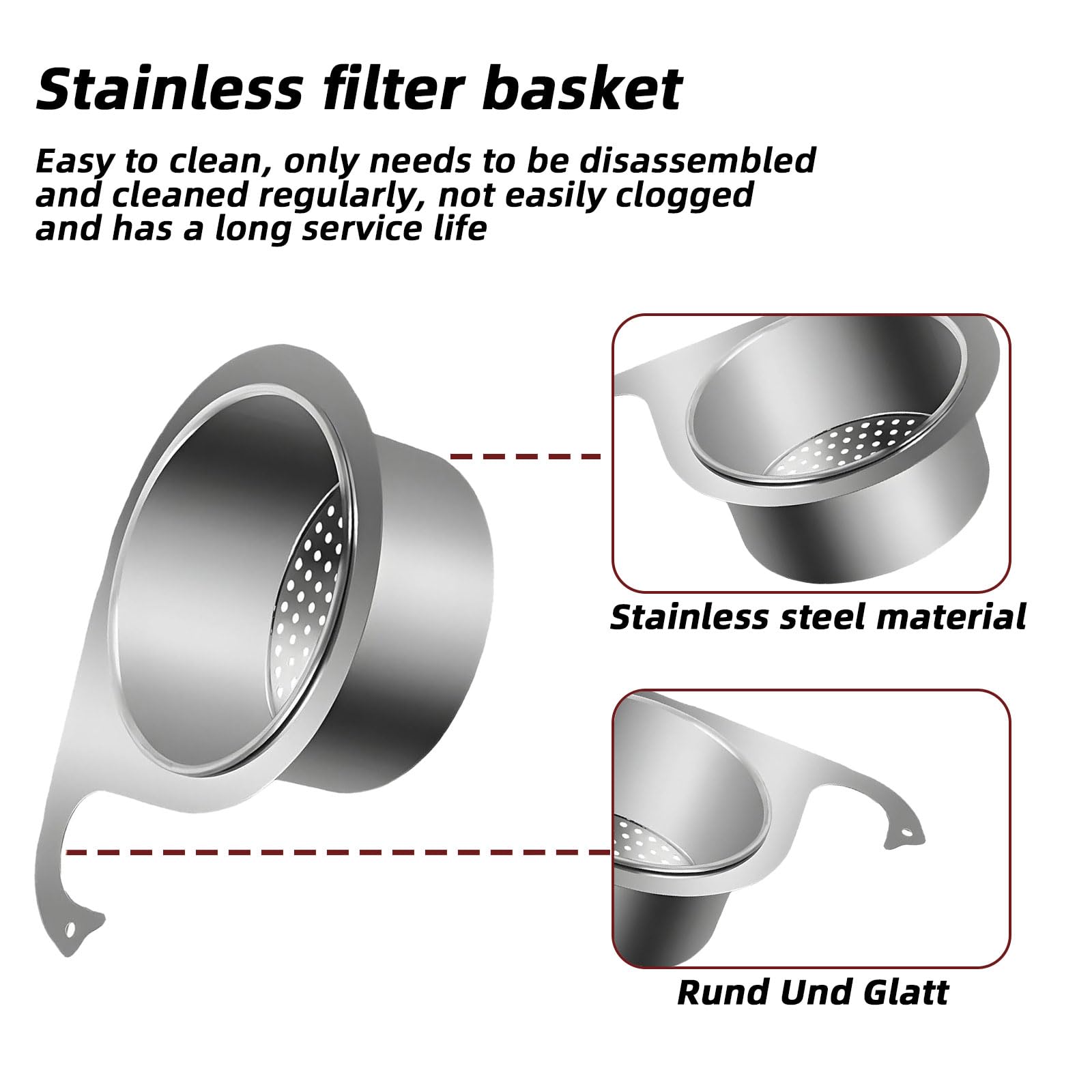 2 Stück Siebkorb Spüle Edelstahl, Multi-Functional für Spülbecken, Schwanenform Strainer Basket für Obst und Gemüse zum Filtern Küchenabfällen