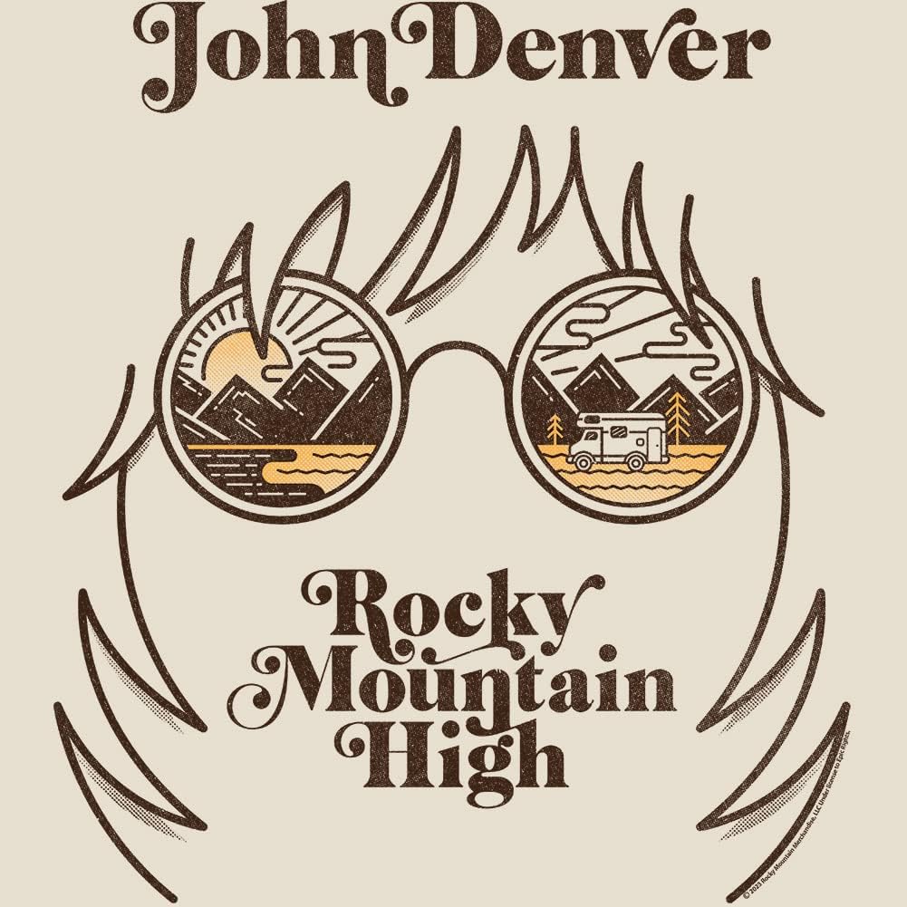 John Denver Rocky Mountain High Landscape Mens Short Sleeve T Shirts Folk Vintage Style Graphic Tees