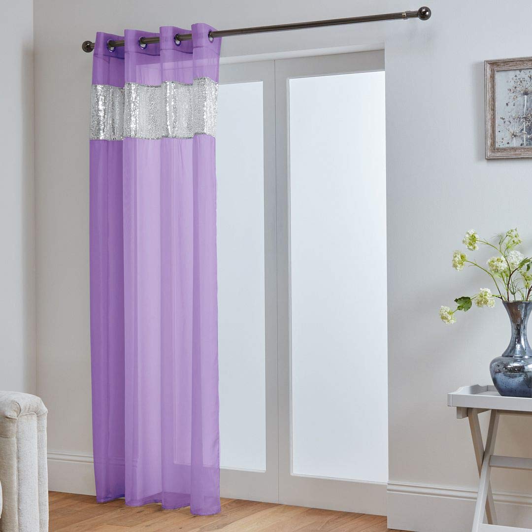 John Aird Lilac Sparkle Sequin Eyelet Voile Panel (, 58" Wide X 72" Drop)