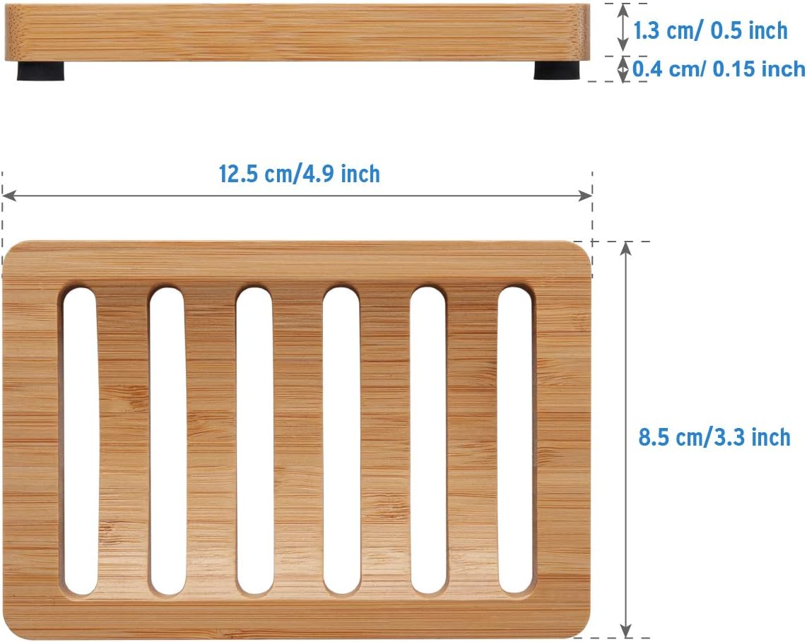 AmazerBath Soap Dish, Bamboo Soap Dish, 2 Pack Soap Holder Soap Dish for Shower, Bar Soap Holder Soap Savers for Bathroom, Kitchen Soap Tray Self Draining (Wooden Color) : Home & Kitchen