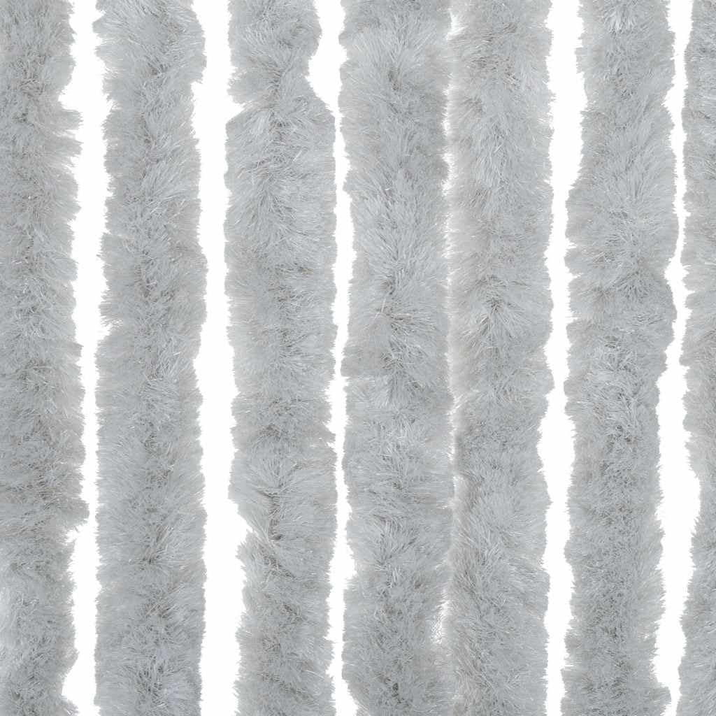 Rideau anti-mouches gris chenille 56 x 185 cm avec crochets, silencieux, amovible, pour porte de balcon, porte de terrasse, caravane, moustiquaire, lavable, sans perçage