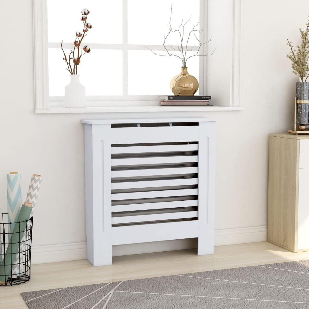 vidaXL MDF Radiator Cover Garden Outdoor Home Indoor Living Room Household Appliance Heating Radiator Cover Heater Shelf Cabinet White 30.7