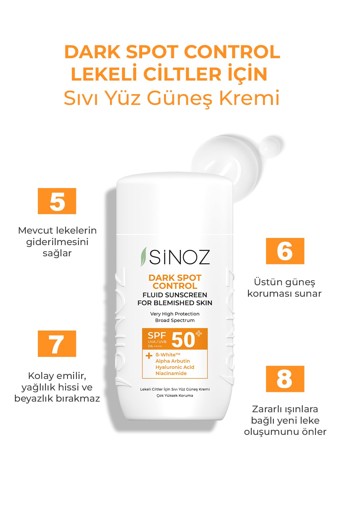 Sinoz,Dark Spot Control Fluid Sunscreen SPF50+ / PA++++, 50 ml (Pack of 1) - Image 4