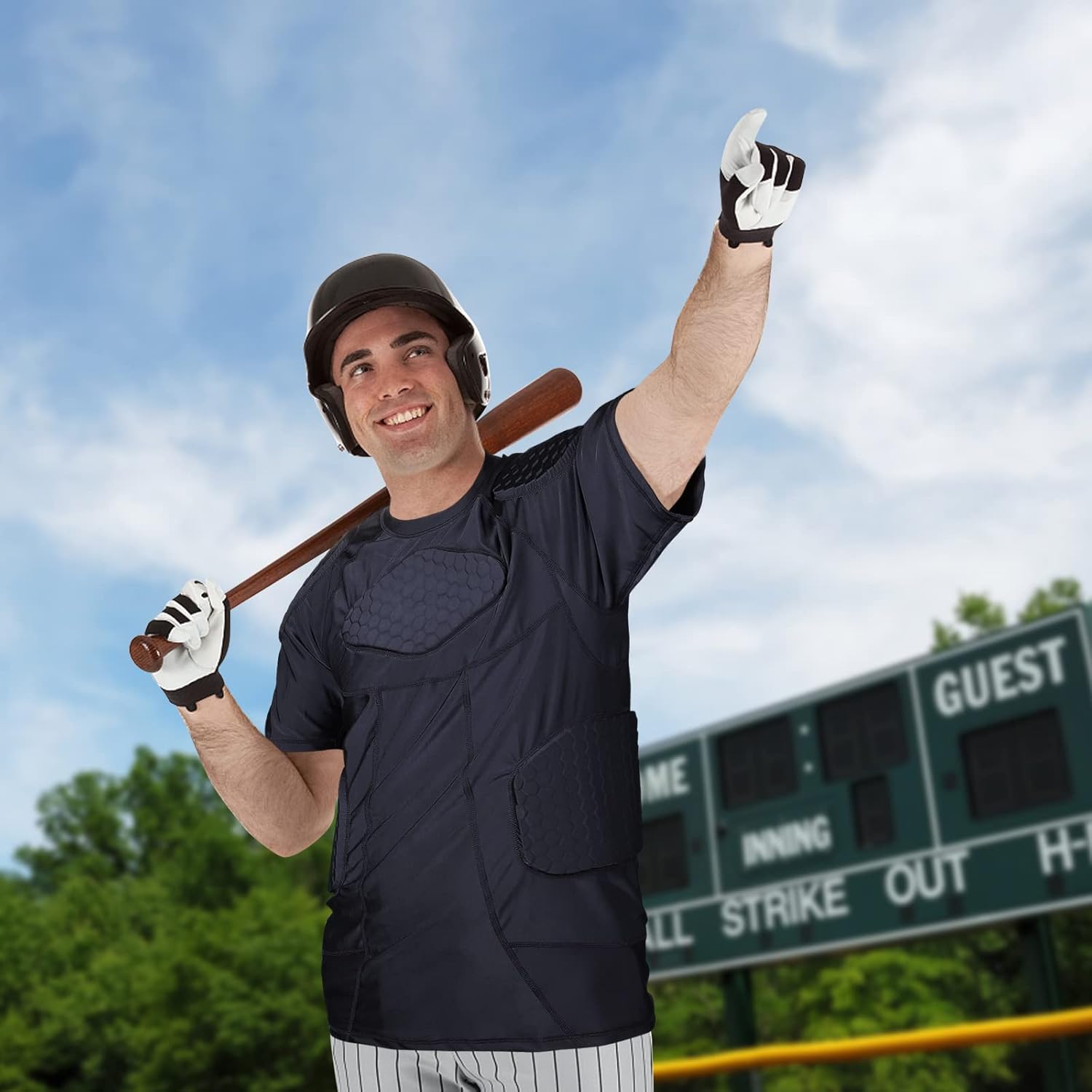 Mens Football Padded Shirt Chest Rib Protector Undershirt for Football Baseball Softball Rugby - Image 7