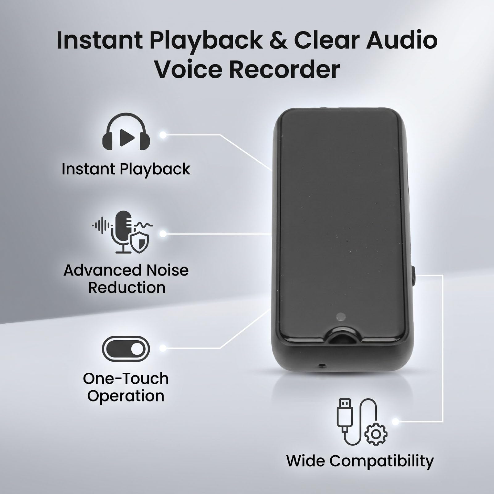 Luocute Grabadora de Voz Digital, Grabador de Audio con Cancelación de Ruido, 16 GB, for Conferencias y Clases