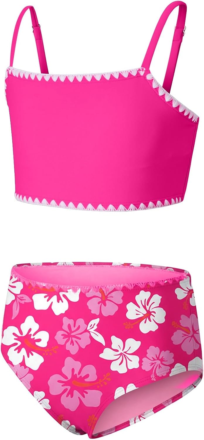 blibean Tween Girls Swimsuit Two Piece Bathing Suit Floral Print Bikini Sets with Chest Pad Size 6-15 Years - Image 7