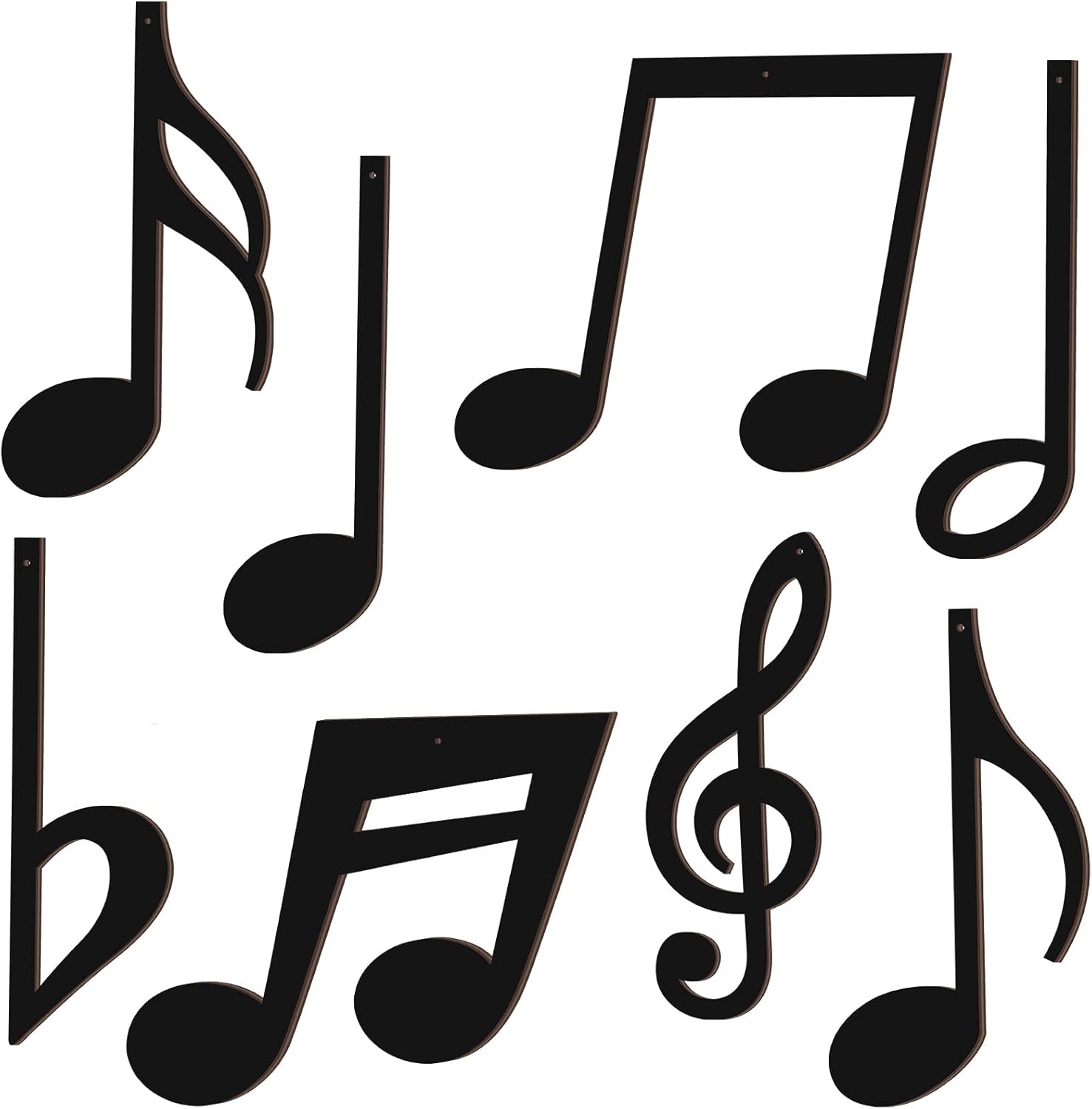 8 Pieces Treble Clef Wooden Wall Decor Black Music Notes