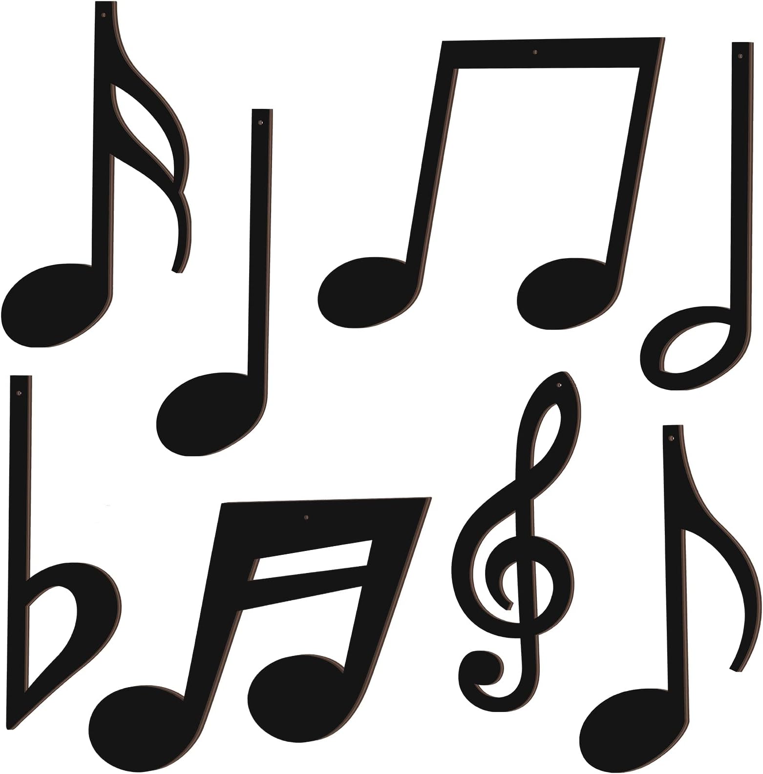 Yulejo 8 Pieces Treble Clef Wooden Wall Decor Black Music Notes Art Hanging Note Wood Decorations for Home Decorative Musical Studio Party