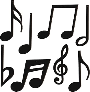 8 Pieces Treble Clef Wooden Wall Decor Black Music Notes Art Hanging Wood Music Note Decorations Decorative Musical Notes for Studio Party