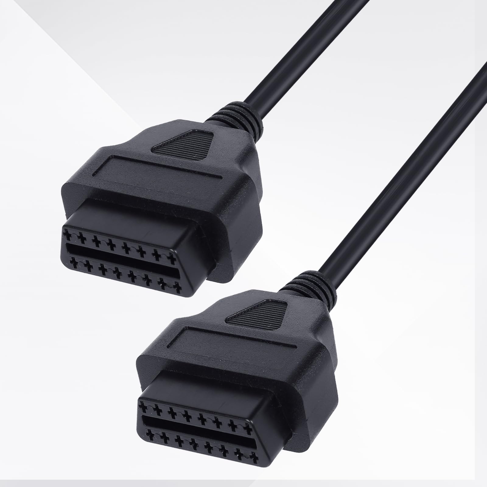 Divisor OBD2 de ángulo recto, cable de extensión en Y de 16 pines, 1 macho a 2 hembra, adaptador de cable extensor de 1 pie 24 AWG, accesorios automotrices universales para todos los vehículos OBD2
