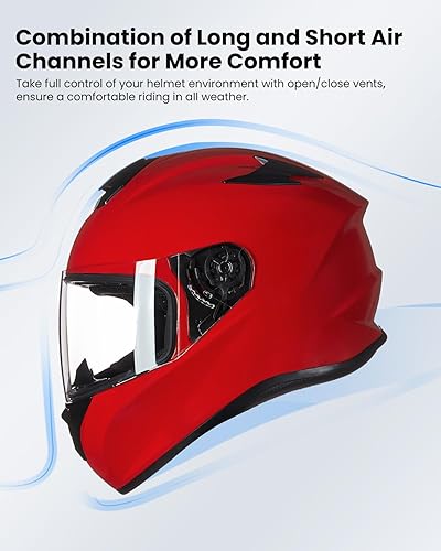 Vista 18 de ILM - Casco de moto de cara completa con ventilación de aire ampliada, visera de repuesto para hombres y mujeres aprobada por el DOT