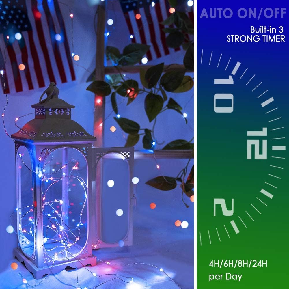 StarryEver 24 Multi Color Changing Fairy Lights USB Powered with Remote Control, 33ft 100 RGB LED Bright Silver Wire Starry String Lights for Christmas Tree, Wedding Party, Bedroom Holiday Décor image 3