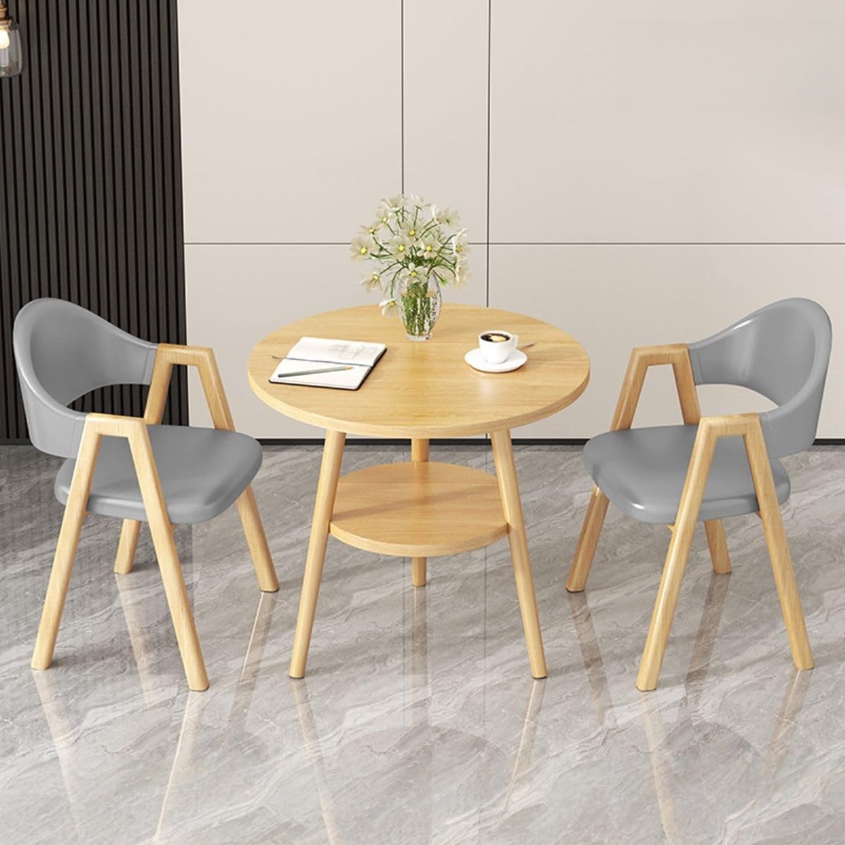 Office Reception Desk and Chair Set, Small Dining Table with Chairs, Business Coffee Leisure Table and Chair Set for Lounge, Living Room, Kitchen, Cafe, Small Spaces