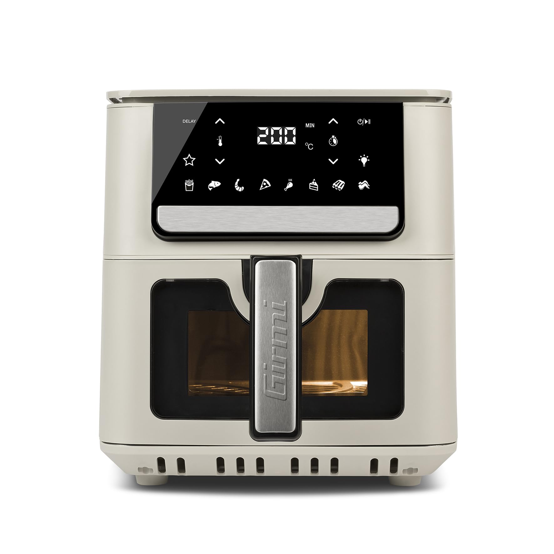 Girmi FG84 Friggitrice ad Aria Ecofrit Crisp, 6,5 Litri, 1700W, Display digitale, 8 programmi, Partenza Ritardata, Vassoio Rialzabile, Timer, Temperatura regolabile, BPA/PFOA Safe, Ricettario incluso