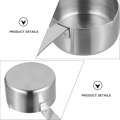 Miniatura 8 de Hemoton Mini sartén, calentador de mantequilla de acero inoxidable con boquilla de vertido, mini olla calentadora de leche, olla de fusión de