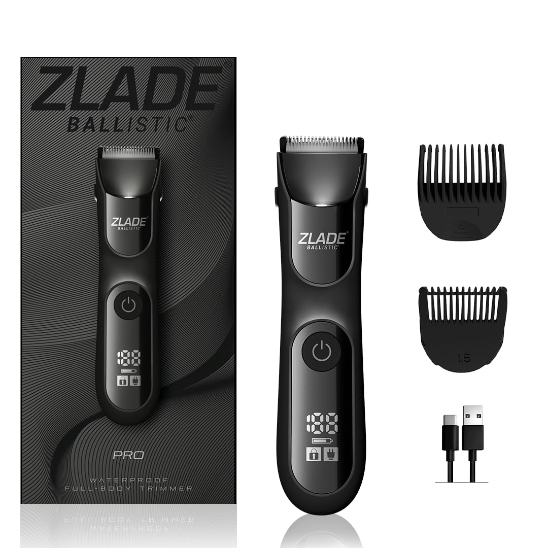 Zlade Ballistic PRO Manscaping Body Trimmer for Men - Beard, Body, Pubic Hair Grooming - Waterproof, Cordless, Rechargeable - Smart Travel Lock, Digital Display, Black (B0CGJC1368) Amazon Price History, Amazon Price Tracker