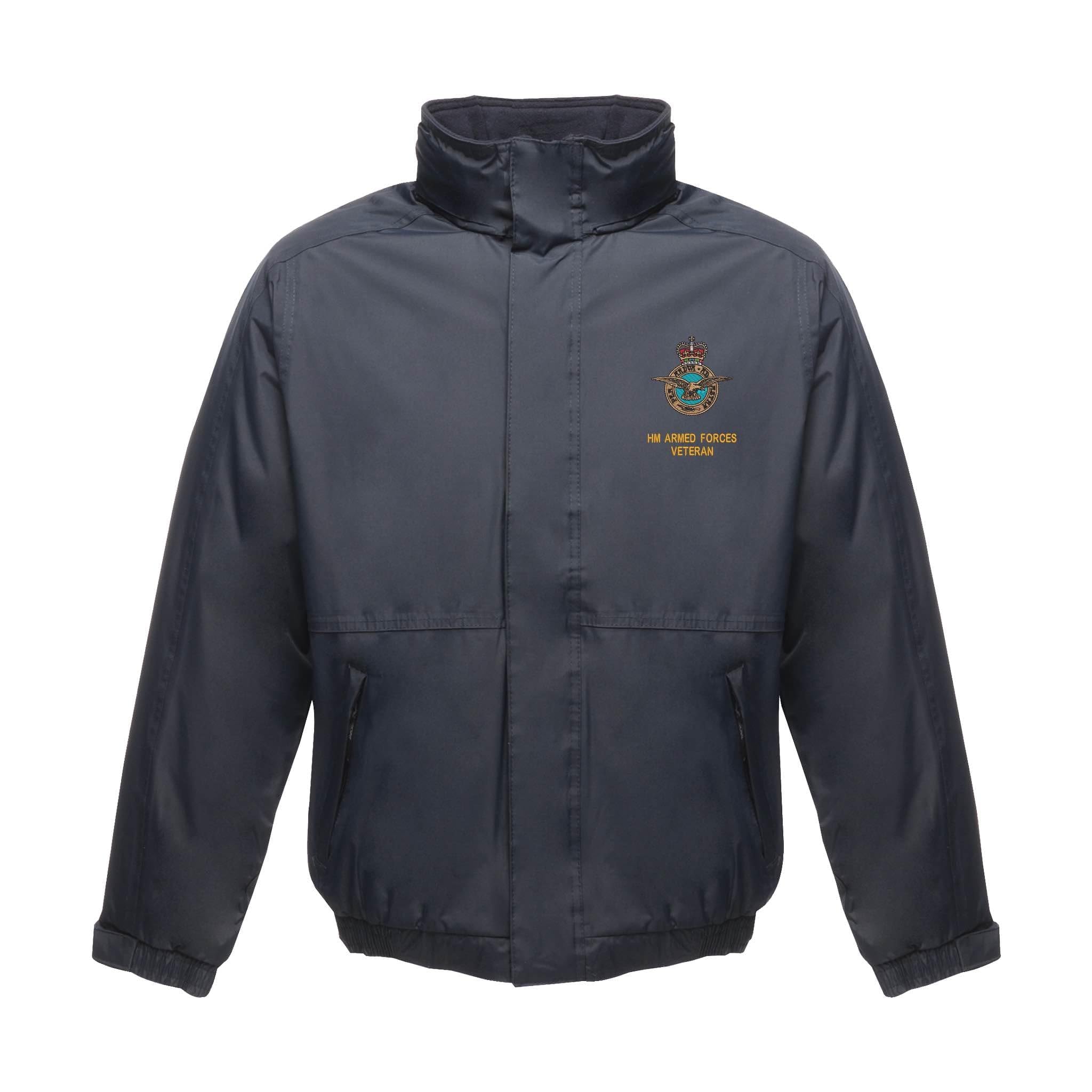 The Military Store Men's Navy Raf Veteran Embroidered Waterproof Jacket With Hood, 3X Large