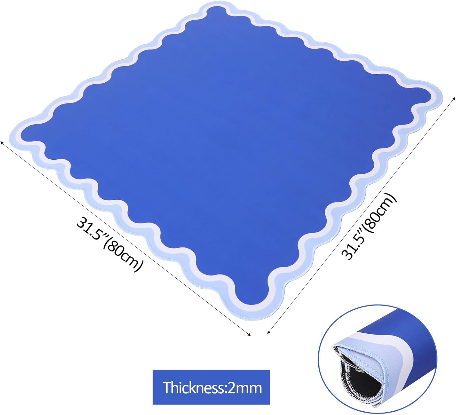 TIASUSAN Dark Blue Mahjong Mat (31.5” x 31.5”) with Black Carrying Bag, Anti-Slip, Noise-Reducing Mahjong Mat for Table, Board Games and Card Games