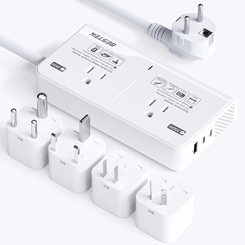Miniatura 9 de BESTEK Adaptador de convertidor de corriente 220V a 110V Convertidor de voltaje Adaptador de salida internacional con 6A 4 puertos USB de carga y