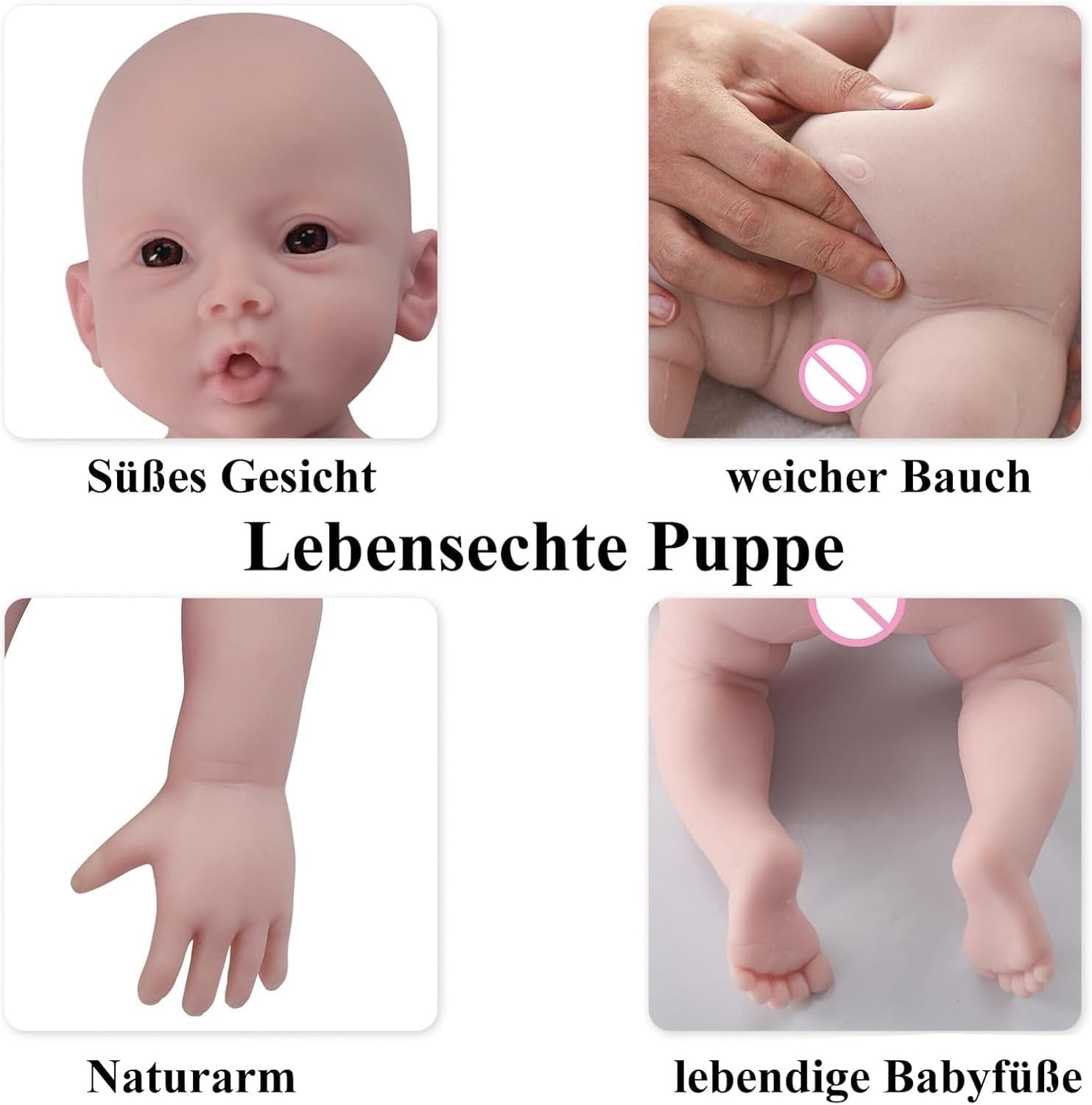 Pupazzo Bambino in Silicone Pieno 18,5 Pollici, Bambola realistica Non Vinile, Regalo collezionabile Lavabile per Neonato Reale, Creme