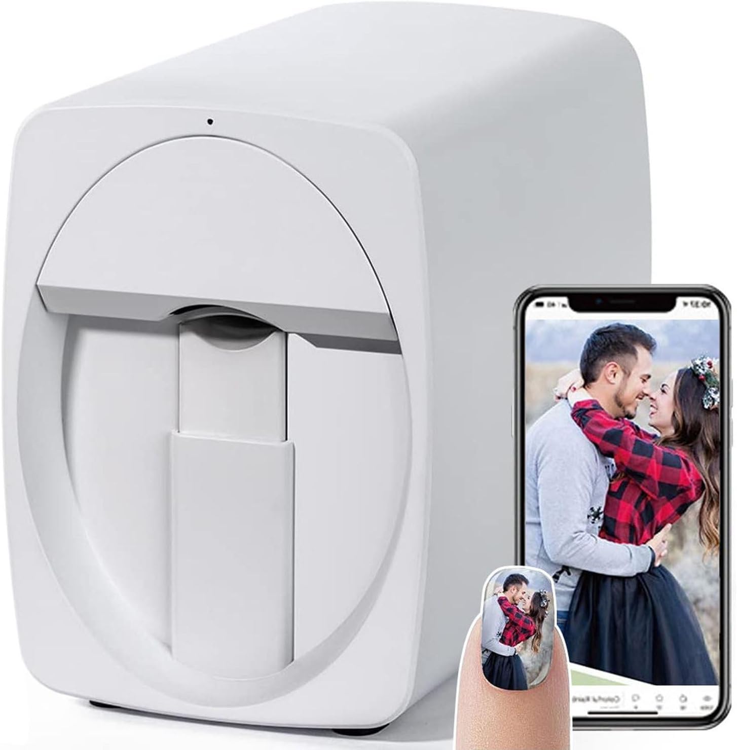 Portable Nail Printer Machine, Digital Mobile Nail Art Printer, App Control Nail Painting Machine, 30s Done, for Beauty Personal Care,White