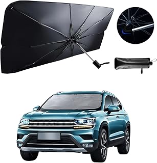 Car Windshield Sun Shade Umbrella, Foldable Sunshades Umbrella to Block UV Rays, 360° Rotation Bendable Handle Sun Visor Protector for Front Windshield, Universal for Most Cars, SUV, Trucks （Black-2）