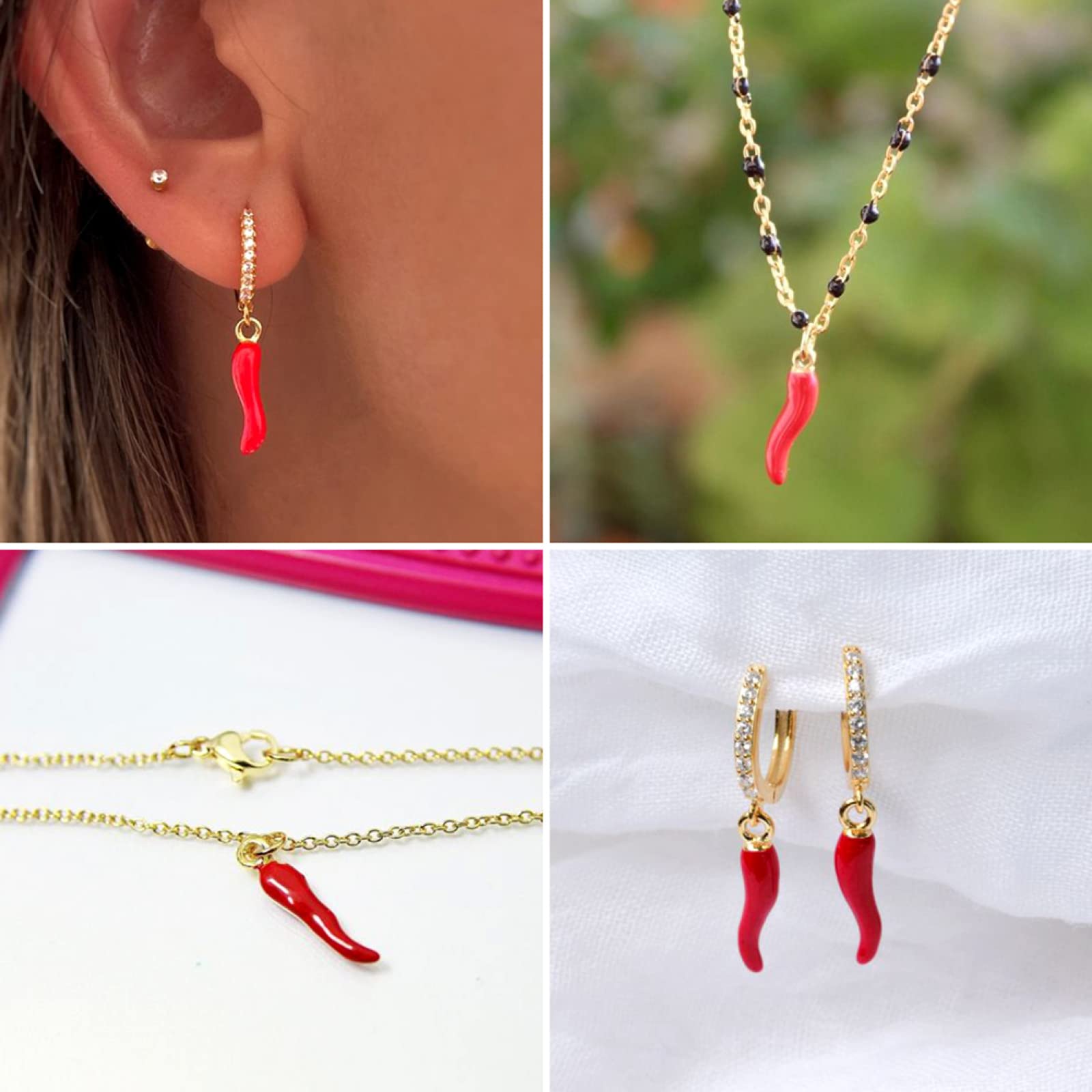 100 ciondoli in lega smaltata a forma di peperoncino rosso, accessori per gioielli, bracciali, orecchini, collane, fai da te, foro: 2 mm