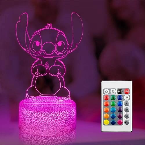 Luz nocturna 3D para niños, lámpara de ilusión 3D de 16 colores con control remoto y táctil inteligente, luz LED para decoración de dormitorio,
