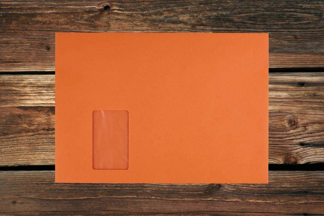 Elco Color Briefumschläge mit Fenster/orange / 229 x 324 mm (C4) / mit Abziehstreifen/Versandtasche/haftklebend / 250 Stück